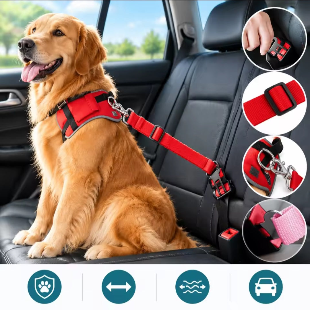 Pet Dog Car Seat Safety Harness - Adjustable Elastic Buffer Anti-Shock Leash, Anti-Pull Vehicle Safety Strap for Dogs & Cats Travel