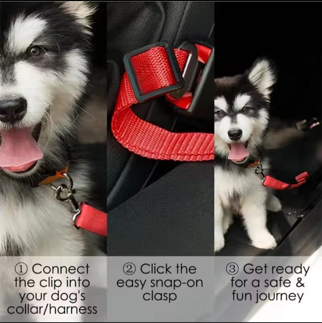 Pet Dog Car Seat Safety Harness - Adjustable Elastic Buffer Anti-Shock Leash, Anti-Pull Vehicle Safety Strap for Dogs & Cats Travel