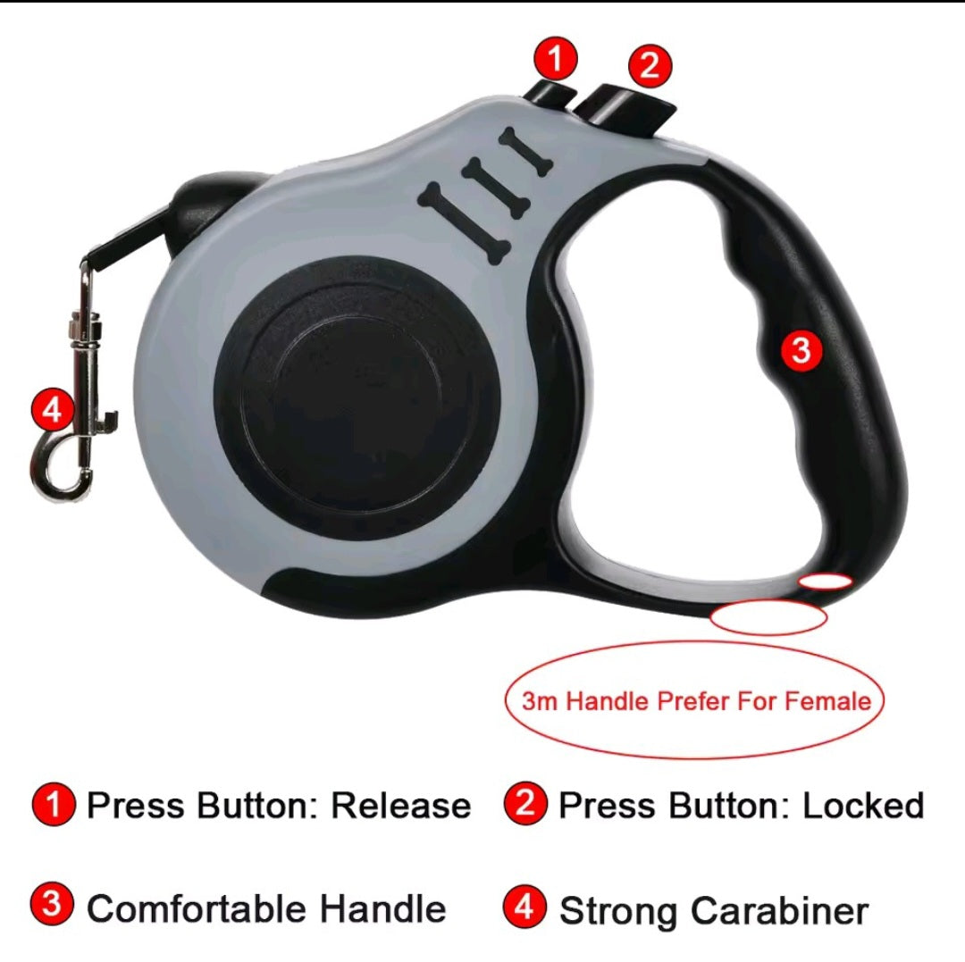 Retractable Dog Leash 3M/5M – Heavy Duty Nylon Pet Lead for Small Medium Large Dogs & Cats | Automatic Extendable Puppy Leash